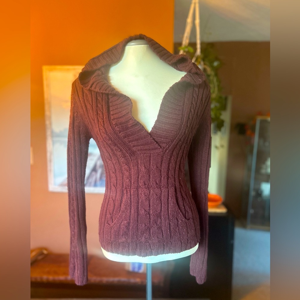 Burgundy v neck sweater